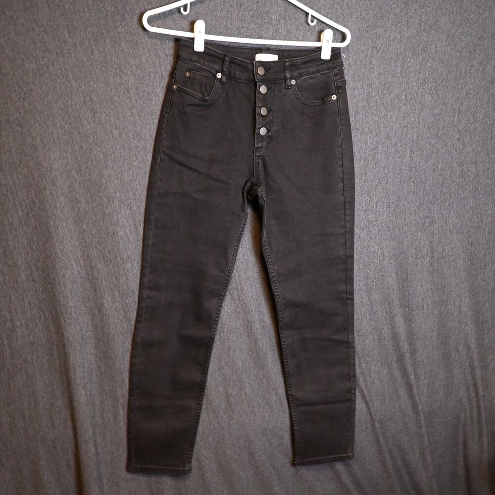 NEW Kookai Women's 38 (26x26) Black Button Fly Denim Jeans NWT